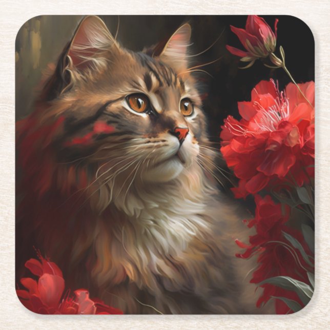 Katzenblende Rechteckiger Pappuntersetzer (Vorderseite)