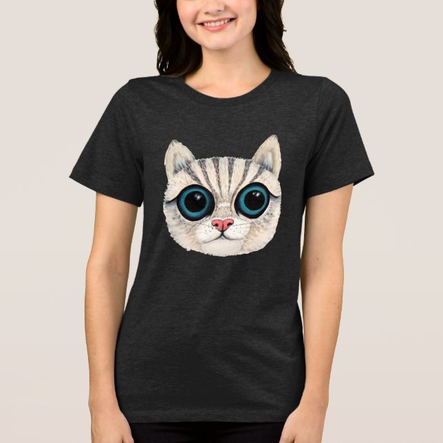 Katzenblick Damen Oberteil Tee T-Shirt (Vorderseite)