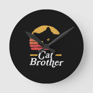 Katzenbruder Vintage Style Retro-Geschenk für Katz Runde Wanduhr