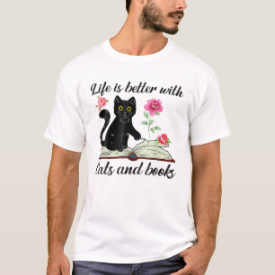 Katzenbuch Blume Leben ist besser mit Katzen und T-Shirt