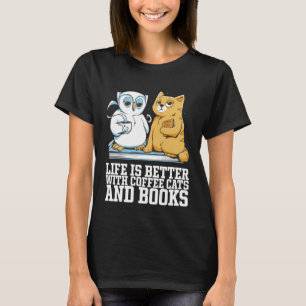 Katzenbuch Katze lesend Katzenbuchwurm T-Shirt