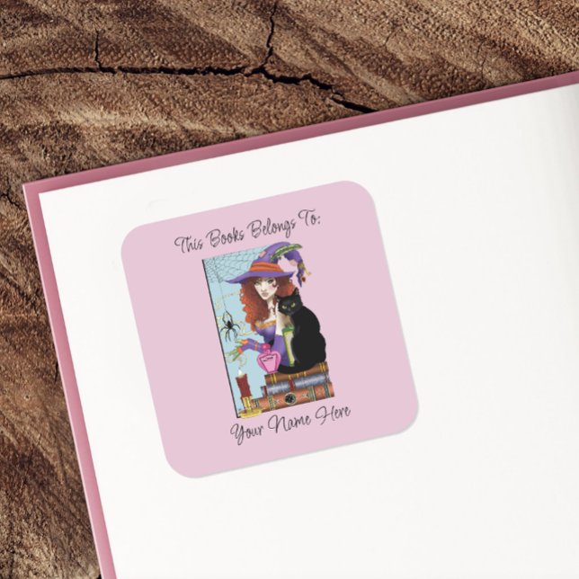 Katzenbücher, Hexentränke, Buchzeichen Quadratischer Aufkleber (Von Creator hochgeladen)