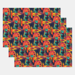 Katzenbücher und Wein im Sonnenschein Geschenkpapier Set