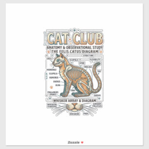 Katzenclub Katze Anatomie Wissenschaftliches Diagr Aufkleber