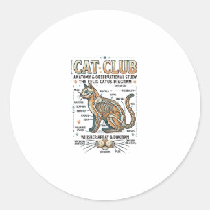 Katzenclub Katze Anatomie Wissenschaftliches Diagr Runder Aufkleber