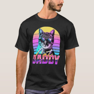 Katzendaddy mit Augenglas im Retro-Farbstil der 80 T-Shirt
