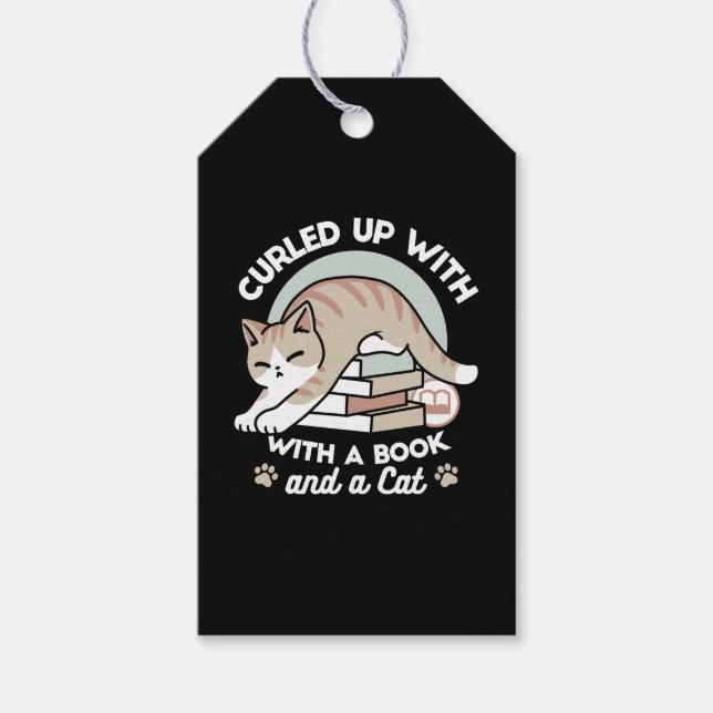 Katzendarstellung buchen - aufgerollt und gemütlic geschenkanhänger (Vorderseite)