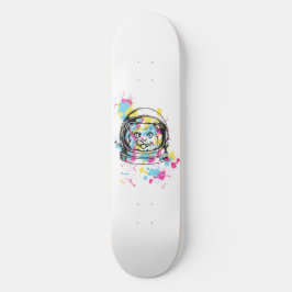 Katzendarstellung des Astronauten Skateboard