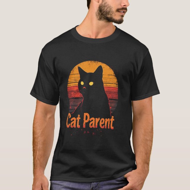 Katzeneltern Retro-Katze T-Shirt (Vorderseite)