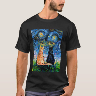 Katzenengel Sternennacht Schwarze Katze und Tabby T-Shirt