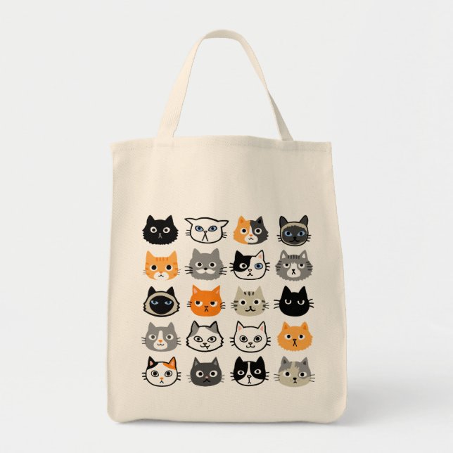 Katzenfacenmuster| Cool Kitty Cat Lover's Tragetasche (Vorne)