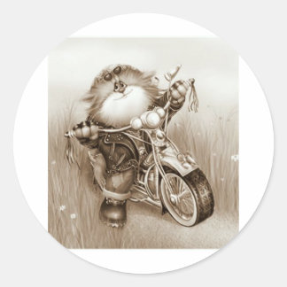 Katzenfahrer Runder Aufkleber