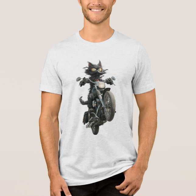Katzenfahrrad Tri-Blend Shirt (Vorderseite)