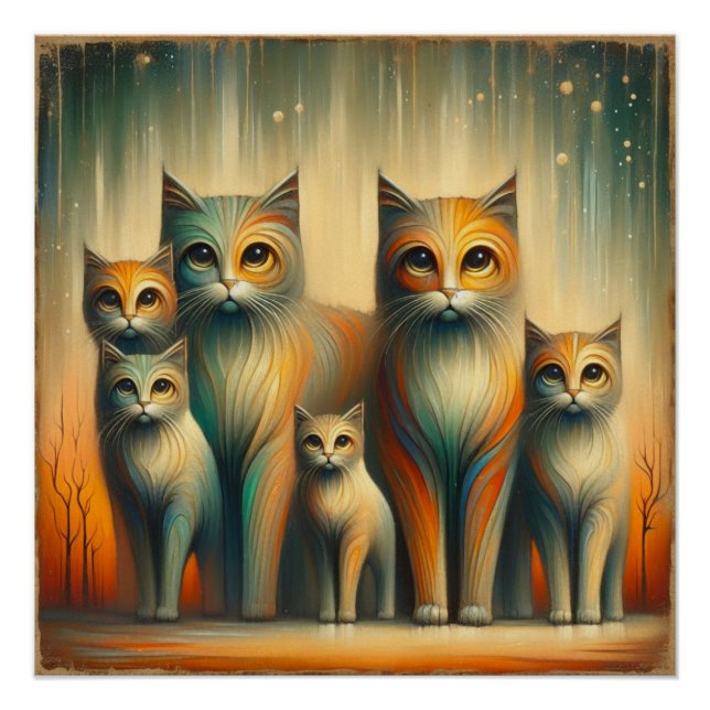 Katzenfamilie Poster (Vorderseite)