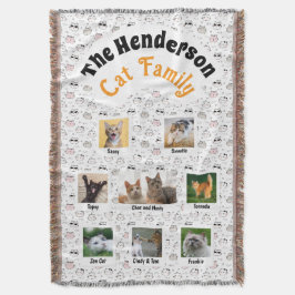 Katzenfamilien-Foto-Collage – Cartoon-Katzenmuster Decke