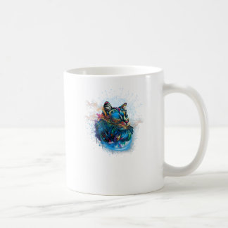 Katzenfarbe und abstrakter Hintergrund Kaffeetasse