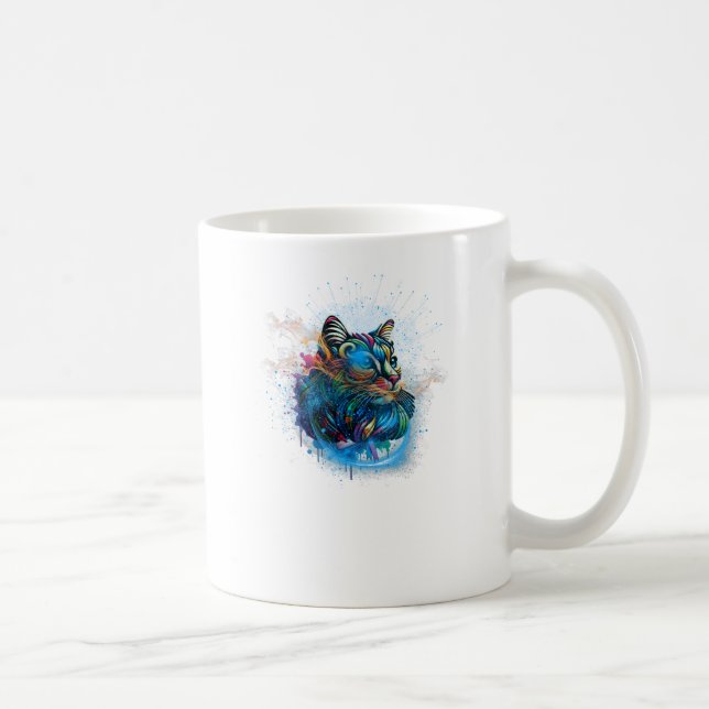 Katzenfarbe und abstrakter Hintergrund Kaffeetasse (Rechts)