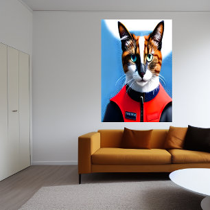 Katzenfeuerwehrmann   AI Art Poster
