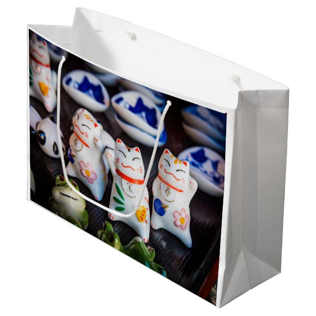 Katzenfiguren werden große geschenktüte (Vorderseite Schrägansicht)