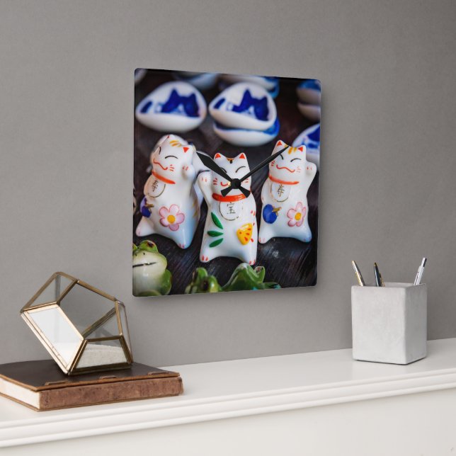 Katzenfiguren werden quadratische wanduhr (Büro)