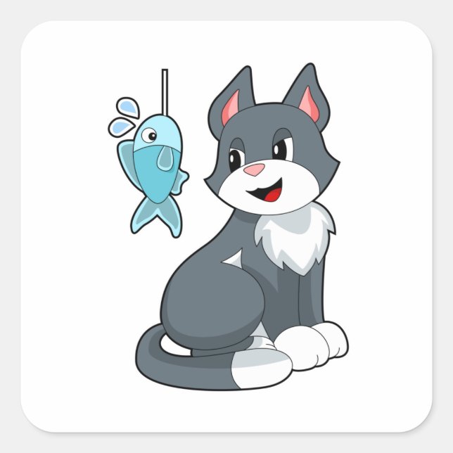Katzenfisch Quadratischer Aufkleber (Vorderseite)