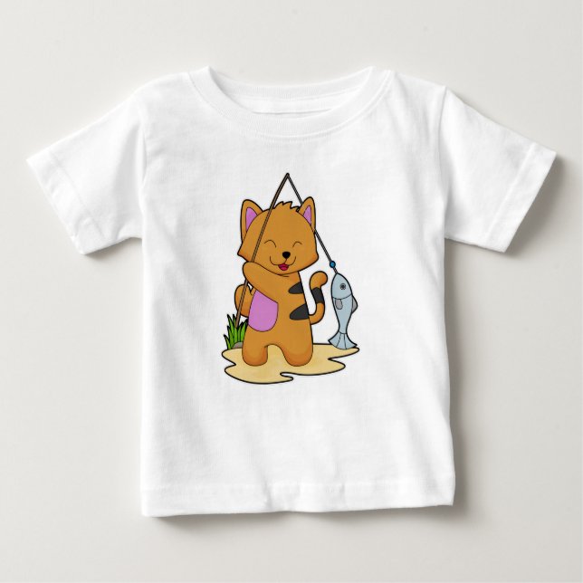 Katzenfische mit Angelstab und Fisch Baby T-shirt (Vorderseite)