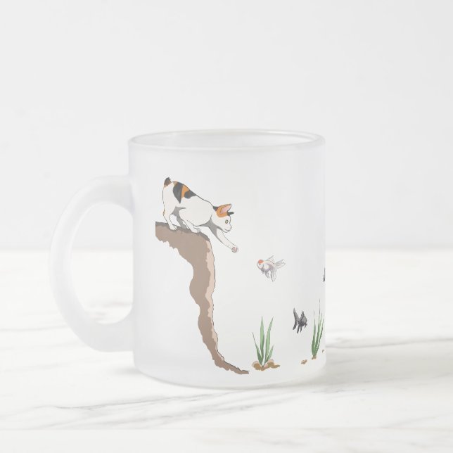 Katzenfischen Durchsichtige Mattierte Tasse (Links)