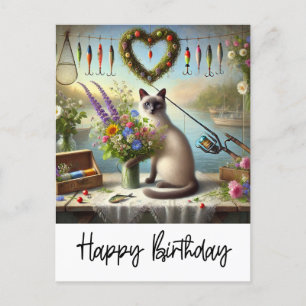 Katzenfischen Liebt Kaffee trinken Geburtstag Postkarte