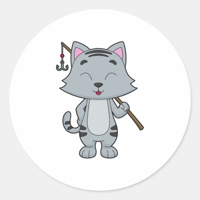 Katzenfischerei Fisher Finish rod Runder Aufkleber (Vorderseite)