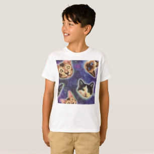 Katzenflächen mit verschiedenen Rassen und Muster T-Shirt