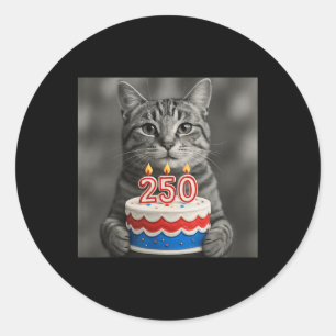 Katzenflagge 250 Jahre 1776-2026 250. Geburtstagsk Runder Aufkleber