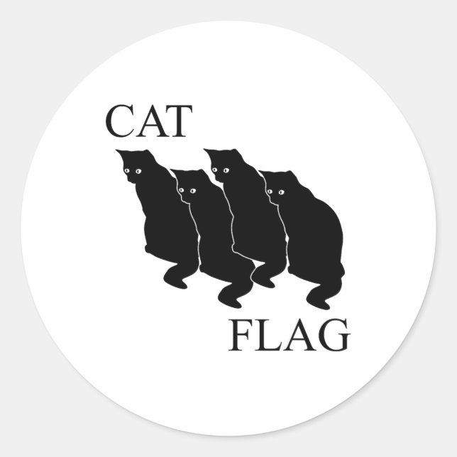 Katzenflagge Funny Black Flag Runder Aufkleber (Vorderseite)