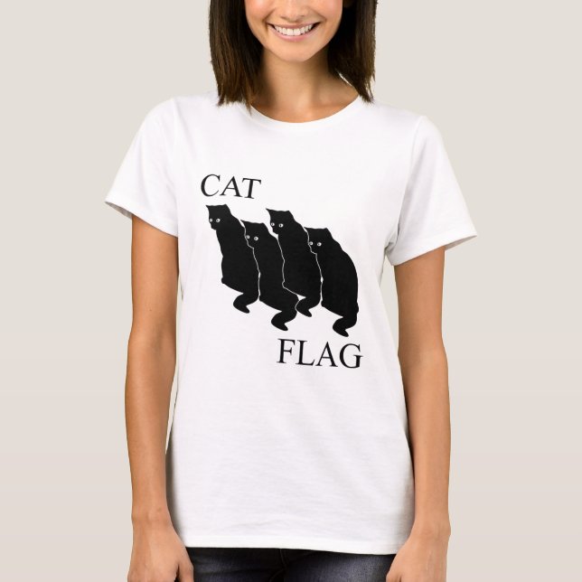 Katzenflagge Funny Black Flag T-Shirt (Vorderseite)