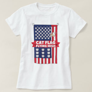 Katzenflagge hoch - Patriotischer Katzenfahne T -  T-Shirt