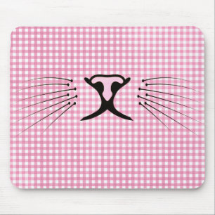Katzenflüster auf Rosa und Weiß Gingham Mousepad