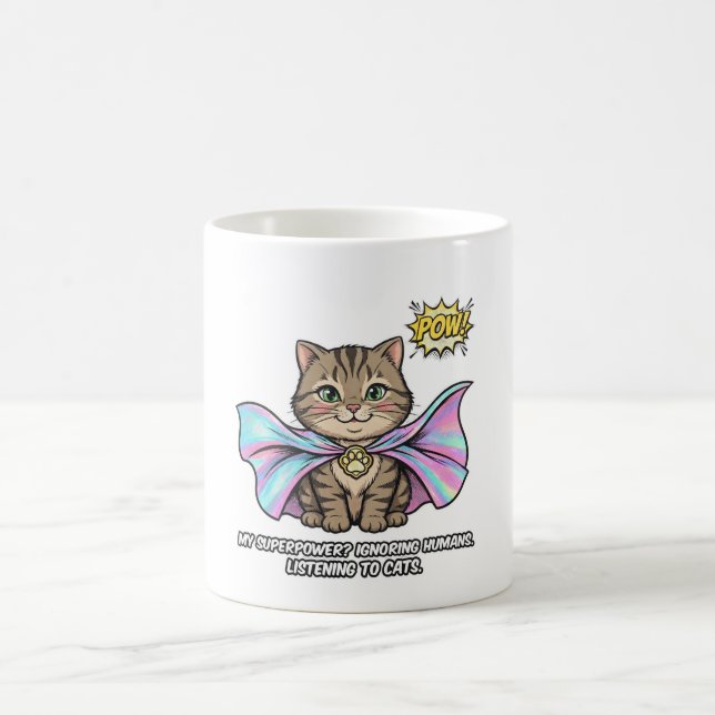 Katzenflüsterer Lustiger Becher – Tabby Superhelde Kaffeetasse (Mittel)