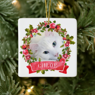 Katzenfoto-Aquarell-Kranz Keramikornament