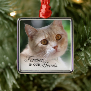 Katzenfoto 'Für immer in unseren Herzen' Ornament Aus Metall
