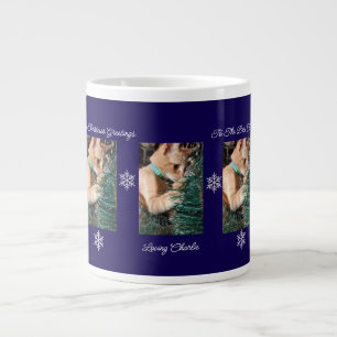Katzenfoto personalisierte blaue Marine-Tasse Jumbo-Tasse
