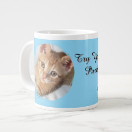 Katzenfoto-Text Blau ersetzbar Lustig für Katzenli Jumbo-Tasse