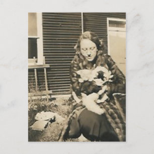 Katzenfrau Postkarte