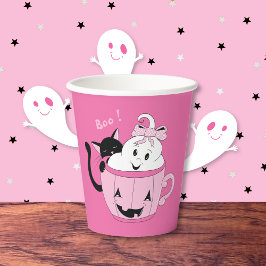 Katzengasthengst Pink Halloween Paper Cup Pappbecher