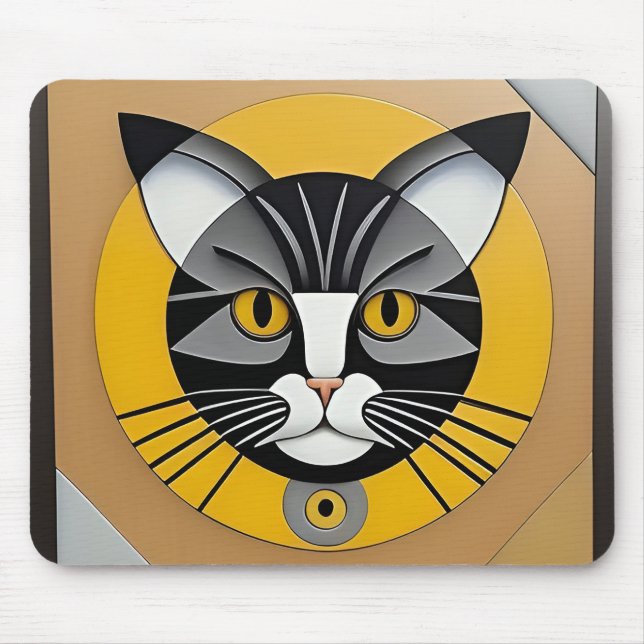 Katzengeometrische Kunst Mousepad (Vorne)