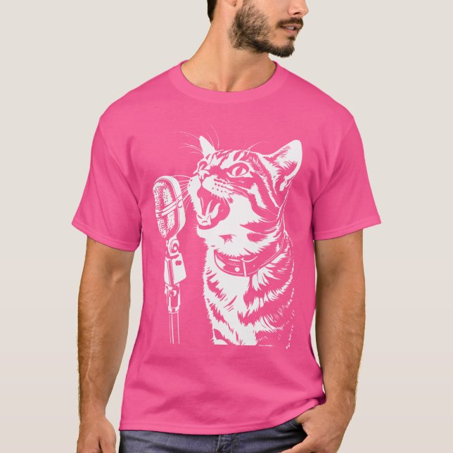 Katzengesang mit Mikrofon-Katzen-Sänger T-Shirt (Vorderseite)