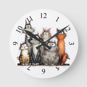 Katzengeschichten mit Launen Runde Wanduhr