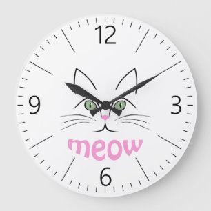 Katzengesicht Große Wanduhr