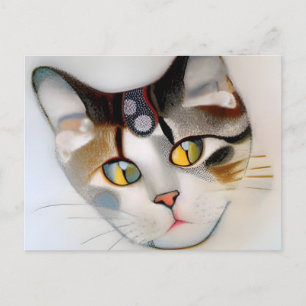 Katzengesicht im Stil von Klimt AI Postkarte