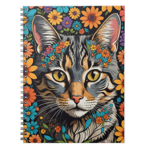 Katzengesicht in Blume Notizblock
