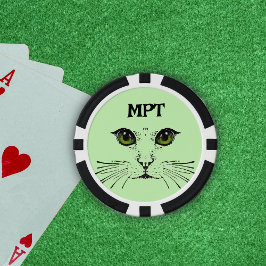 Katzengesicht in schwarz-grünen Augen-Whiskers Pokerchips
