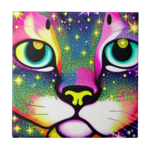 Katzengesicht Naher Pop Art Fliese